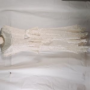 Vintage Zum Zum lace satin bow wedding dress size 7/8